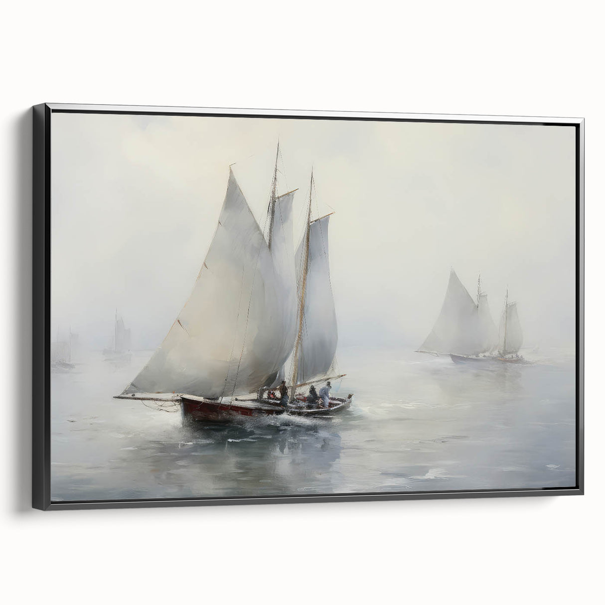 Vintage Landscape Art – Sailing Boats on Calm Waters – Antique Maritime Wall Art