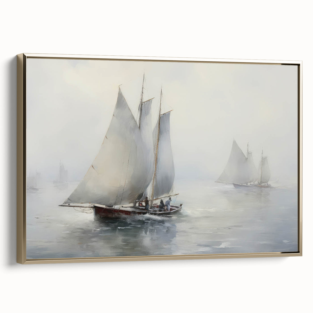 Vintage Landscape Art – Sailing Boats on Calm Waters – Antique Maritime Wall Art