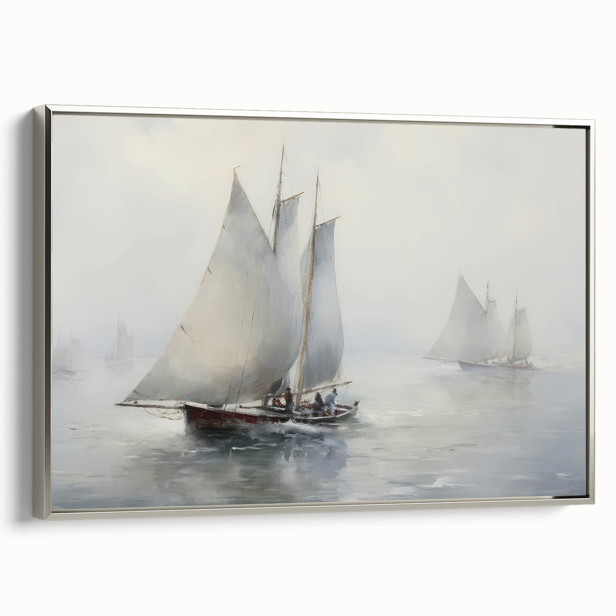 Vintage Landscape Art – Sailing Boats on Calm Waters – Antique Maritime Wall Art