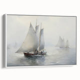 Vintage Landscape Art – Sailing Boats on Calm Waters – Antique Maritime Wall Art