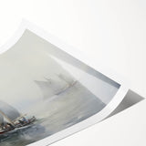 Vintage Landscape Art – Sailing Boats on Calm Waters – Antique Maritime Wall Art