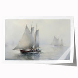 Vintage Landscape Art – Sailing Boats on Calm Waters – Antique Maritime Wall Art