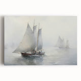 Vintage Landscape Art – Sailing Boats on Calm Waters – Antique Maritime Wall Art