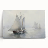 Vintage Landscape Art – Sailing Boats on Calm Waters – Antique Maritime Wall Art
