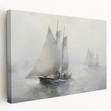 Vintage Landscape Art – Sailing Boats on Calm Waters – Antique Maritime Wall Art