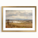 Vintage Landscape Art – Serene Countryside with River and Village – Antique Rural Scene Wall Art