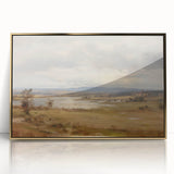 Vintage Landscape Art – Serene Countryside with River and Village – Antique Rural Scene Wall Art
