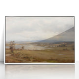 Vintage Landscape Art – Serene Countryside with River and Village – Antique Rural Scene Wall Art