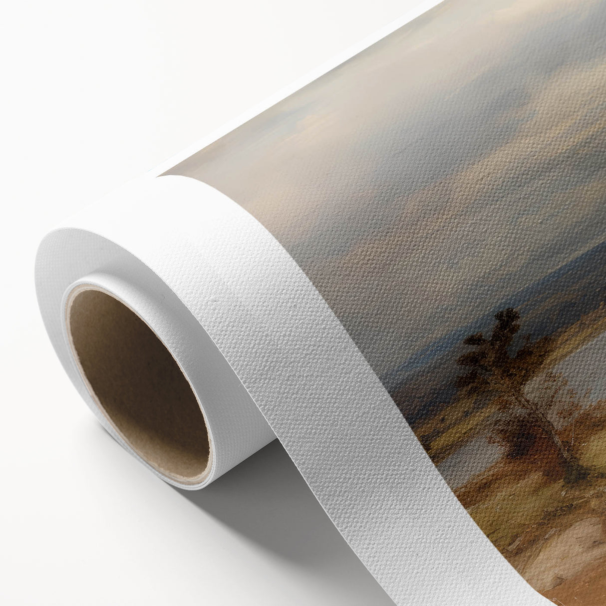 Vintage Landscape Art – Serene Countryside with River and Village – Antique Rural Scene Wall Art