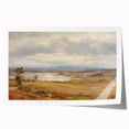 Vintage Landscape Art – Serene Countryside with River and Village – Antique Rural Scene Wall Art