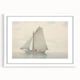 Vintage Landscape Art – Sailboat on Calm Waters – Antique Maritime Wall Art