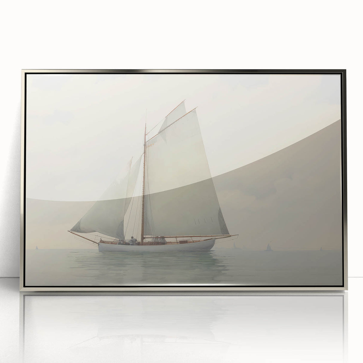 Vintage Landscape Art – Sailboat on Calm Waters – Antique Maritime Wall Art