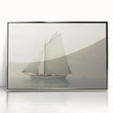 Vintage Landscape Art – Sailboat on Calm Waters – Antique Maritime Wall Art
