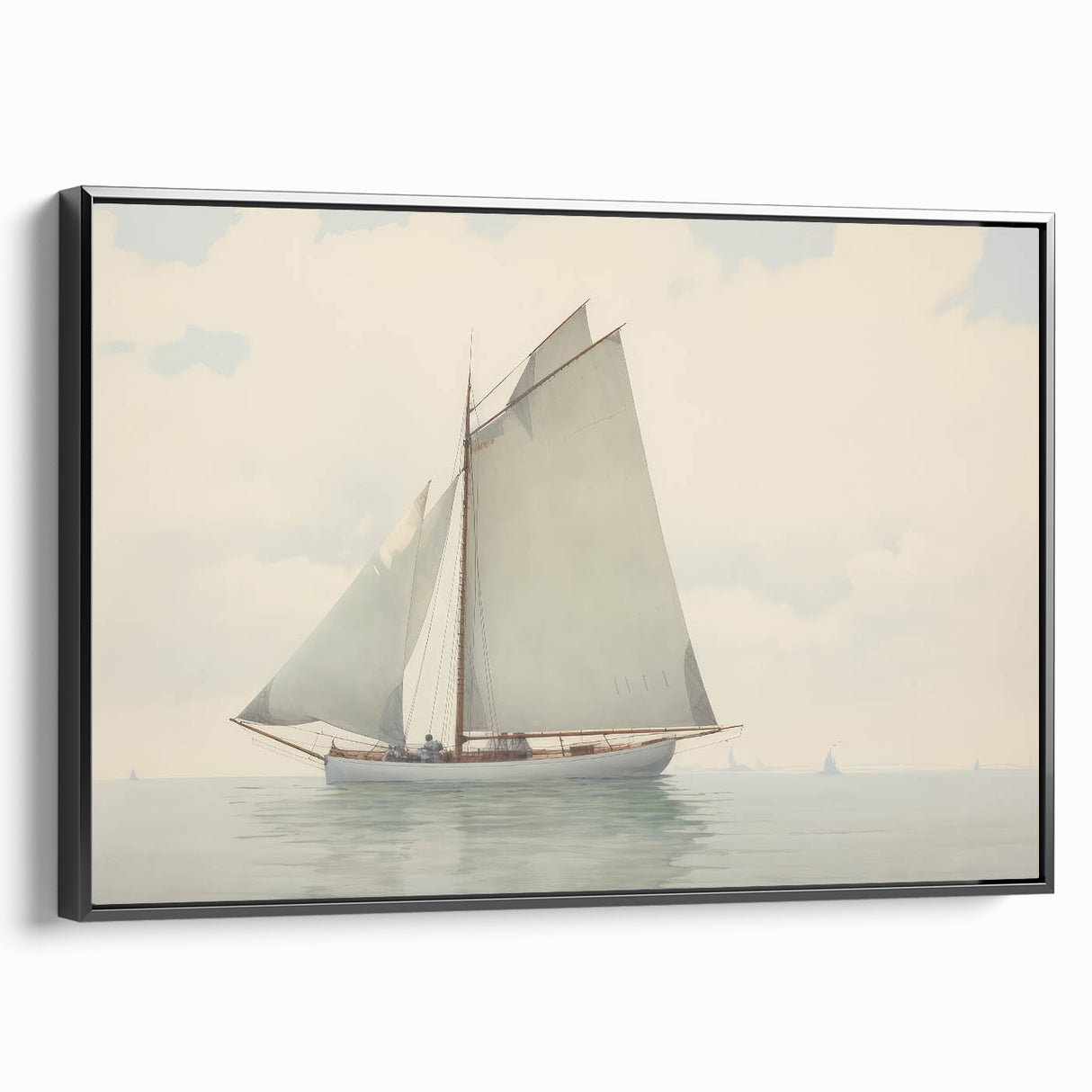 Vintage Landscape Art – Sailboat on Calm Waters – Antique Maritime Wall Art