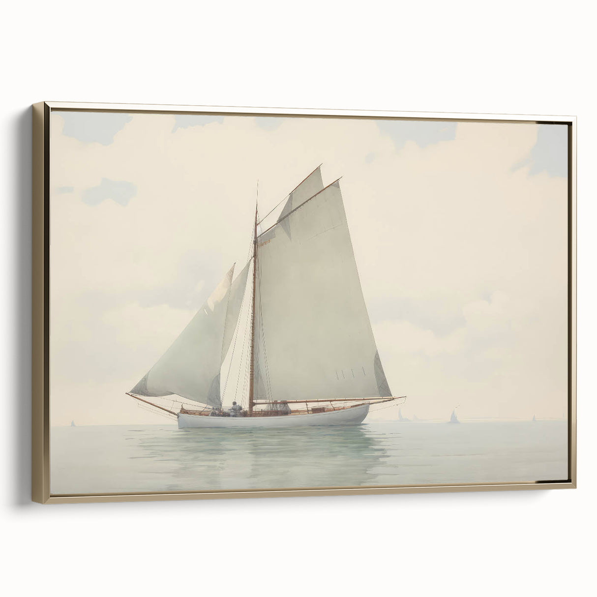 Vintage Landscape Art – Sailboat on Calm Waters – Antique Maritime Wall Art