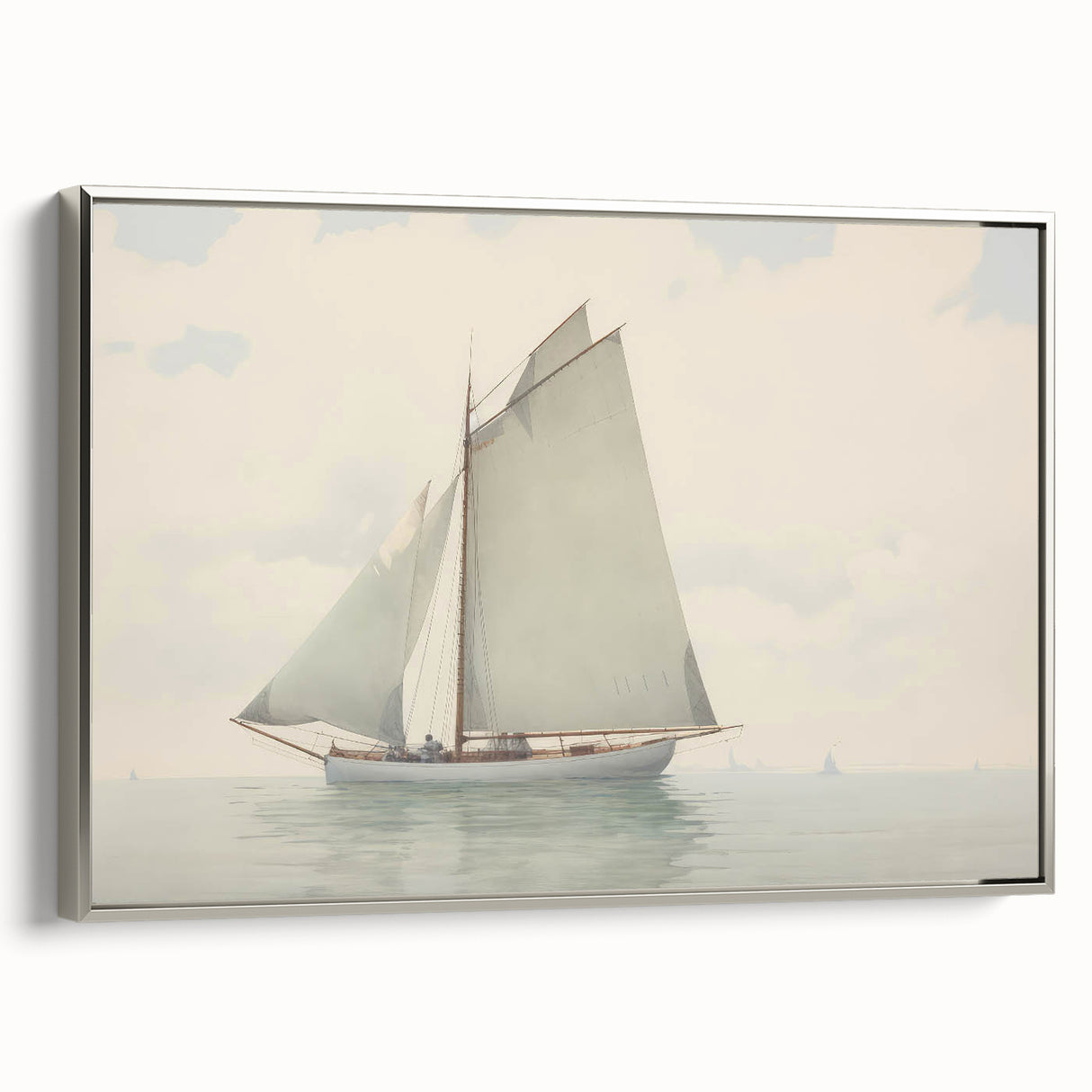 Vintage Landscape Art – Sailboat on Calm Waters – Antique Maritime Wall Art