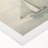Vintage Landscape Art – Sailboat on Calm Waters – Antique Maritime Wall Art