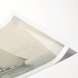 Vintage Landscape Art – Sailboat on Calm Waters – Antique Maritime Wall Art