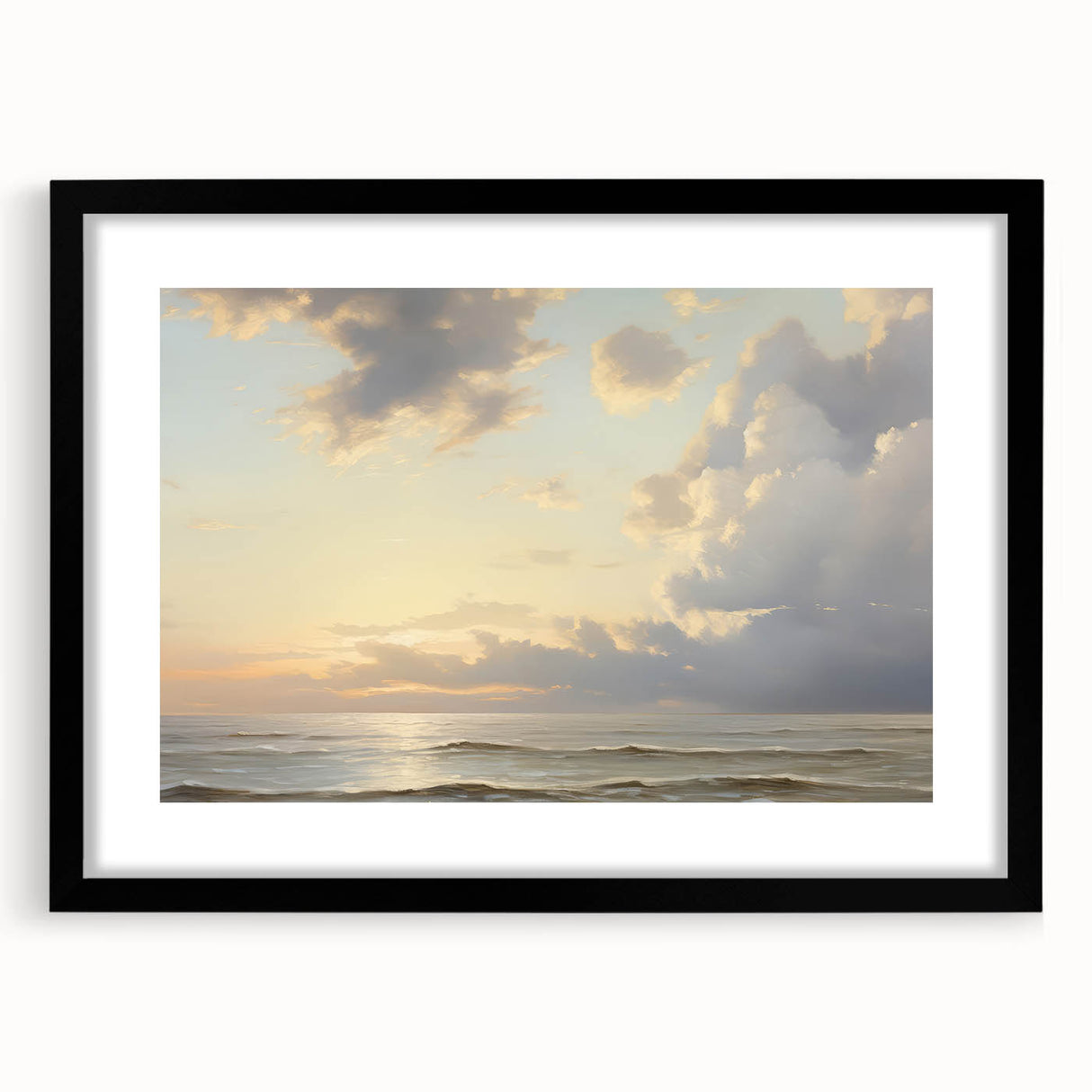 Vintage Landscape Art – Tranquil Ocean at Sunset – Antique Seaside Wall Art