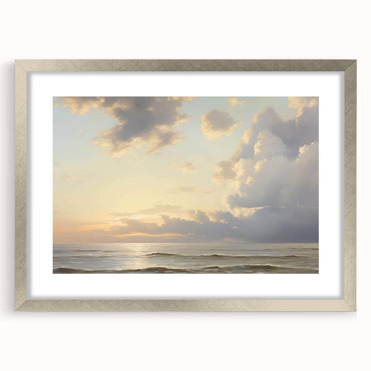 Vintage Landscape Art – Tranquil Ocean at Sunset – Antique Seaside Wall Art