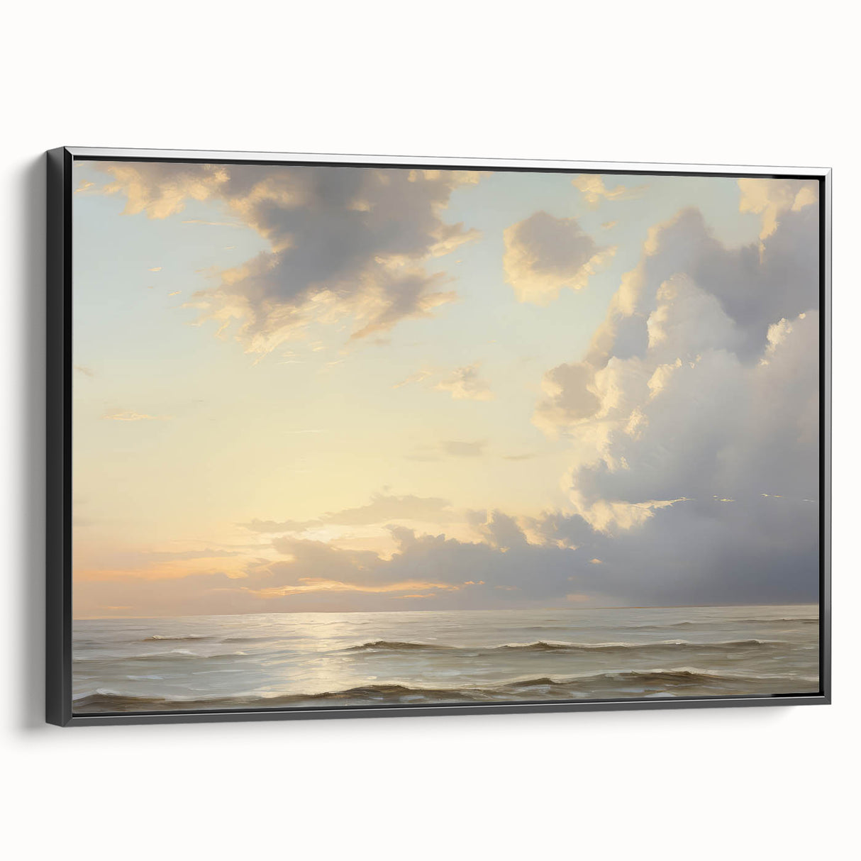Vintage Landscape Art – Tranquil Ocean at Sunset – Antique Seaside Wall Art