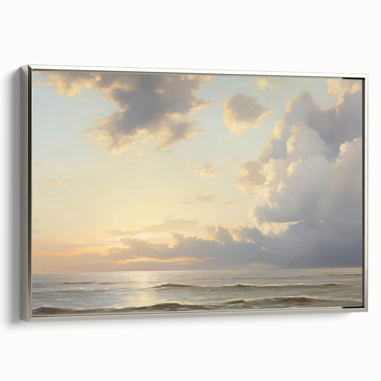 Vintage Landscape Art – Tranquil Ocean at Sunset – Antique Seaside Wall Art