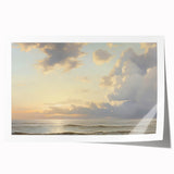 Vintage Landscape Art – Tranquil Ocean at Sunset – Antique Seaside Wall Art