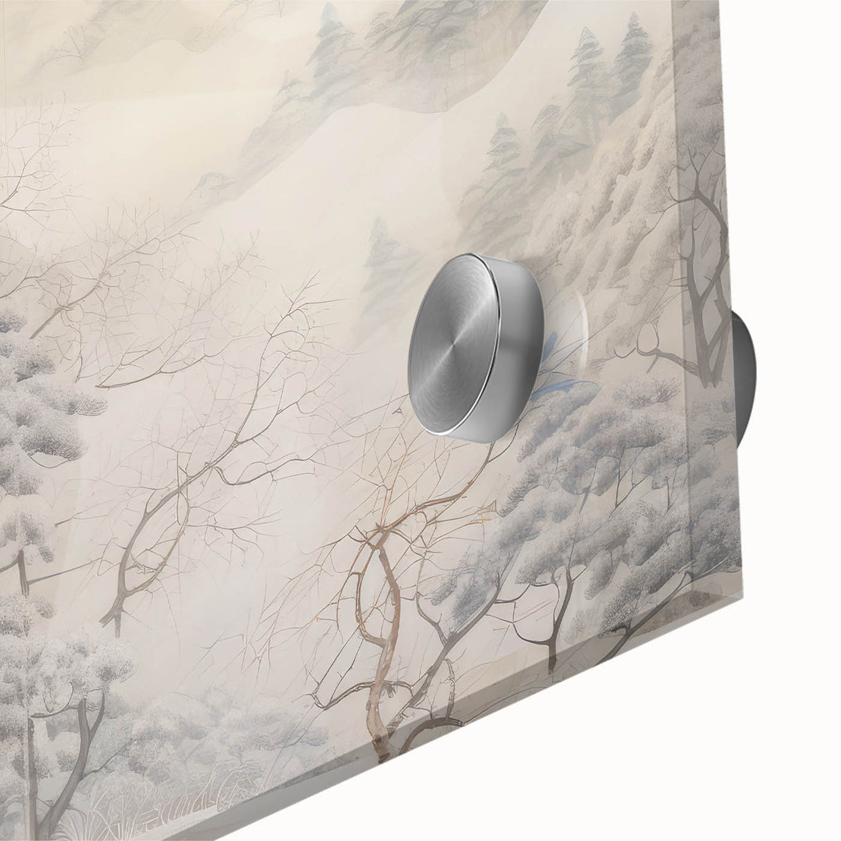 Vintage Landscape Art – Snowy Mountain Pines in Mist – Antique Winter Forest Wall Art