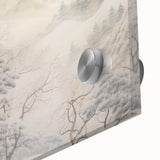 Vintage Landscape Art – Snowy Mountain Pines in Mist – Antique Winter Forest Wall Art