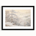 Vintage Landscape Art – Snowy Mountain Pines in Mist – Antique Winter Forest Wall Art