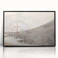 Vintage Landscape Art – Snowy Mountain Pines in Mist – Antique Winter Forest Wall Art