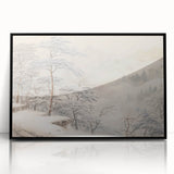Vintage Landscape Art – Snowy Mountain Pines in Mist – Antique Winter Forest Wall Art