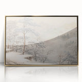 Vintage Landscape Art – Snowy Mountain Pines in Mist – Antique Winter Forest Wall Art