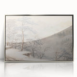 Vintage Landscape Art – Snowy Mountain Pines in Mist – Antique Winter Forest Wall Art