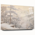 Vintage Landscape Art – Snowy Mountain Pines in Mist – Antique Winter Forest Wall Art