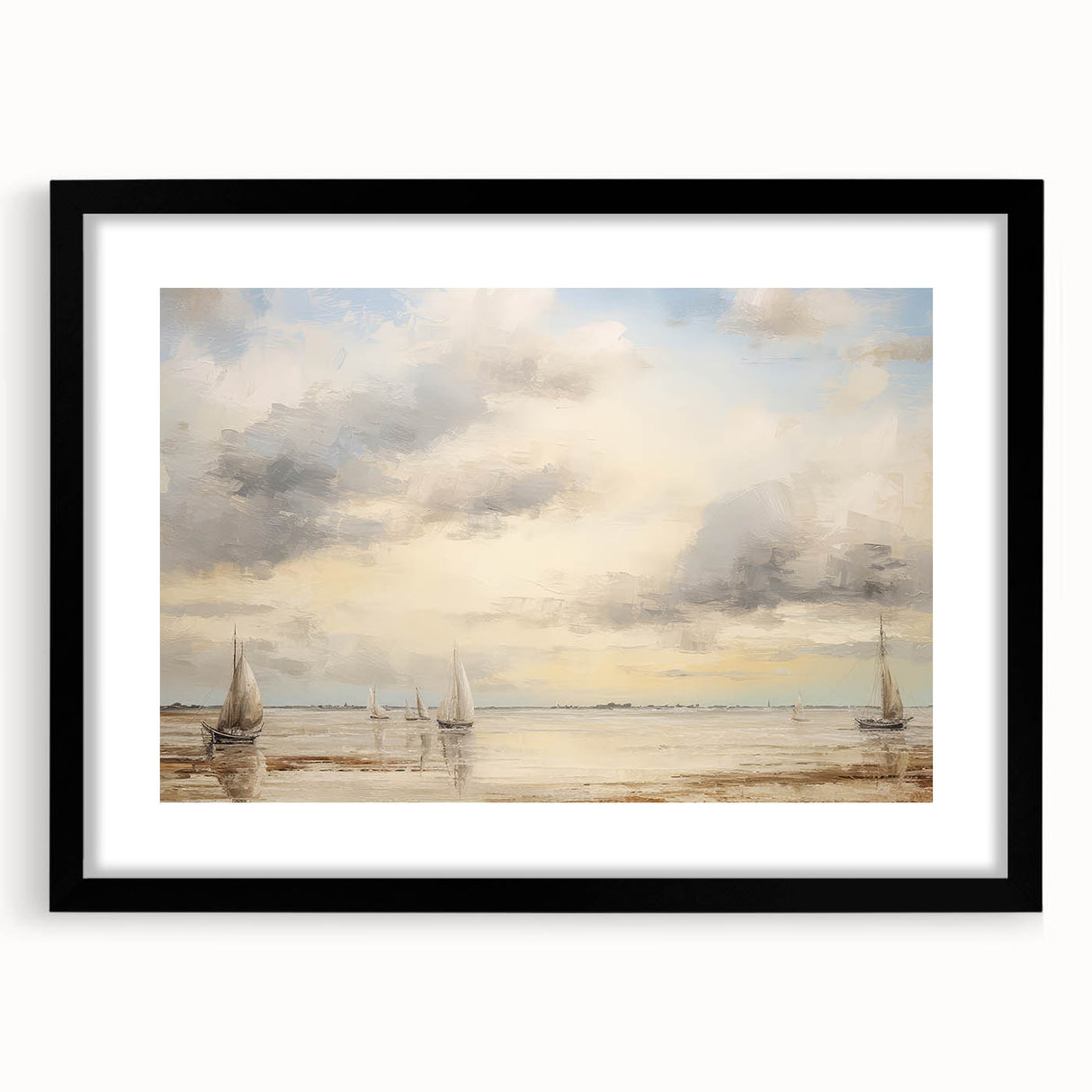Vintage Landscape Art – Sailing Boats on Tranquil Waters – Antique Maritime Wall Art