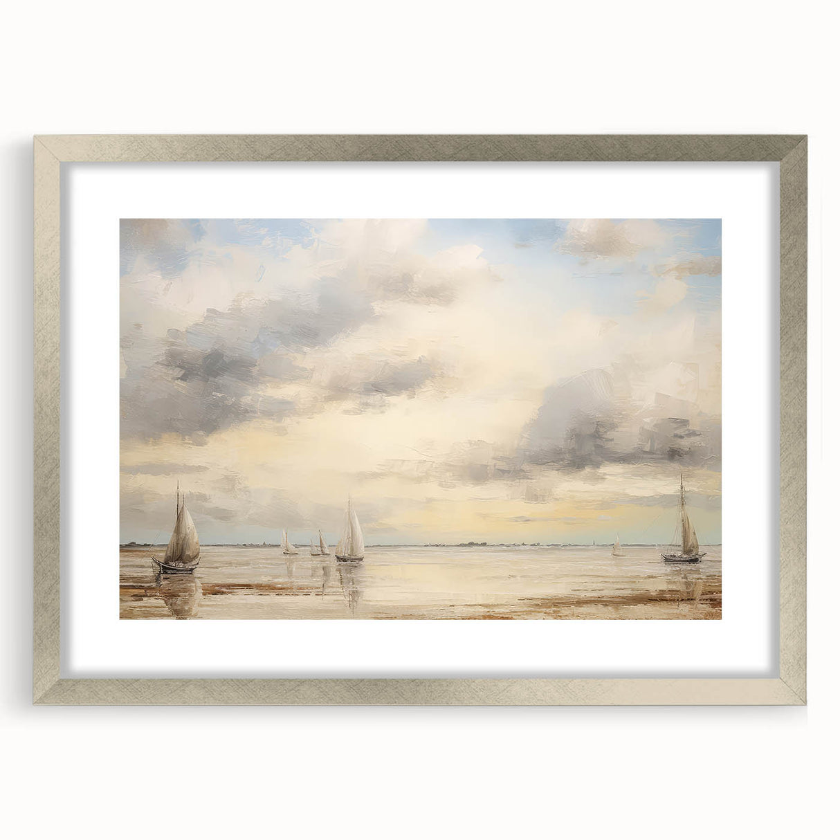 Vintage Landscape Art – Sailing Boats on Tranquil Waters – Antique Maritime Wall Art