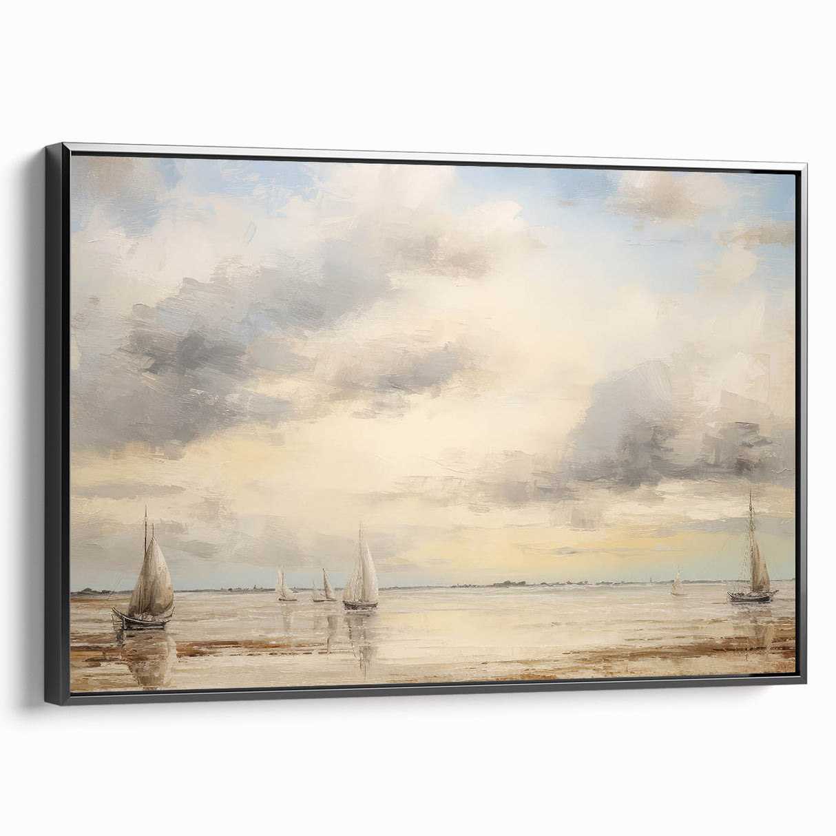 Vintage Landscape Art – Sailing Boats on Tranquil Waters – Antique Maritime Wall Art