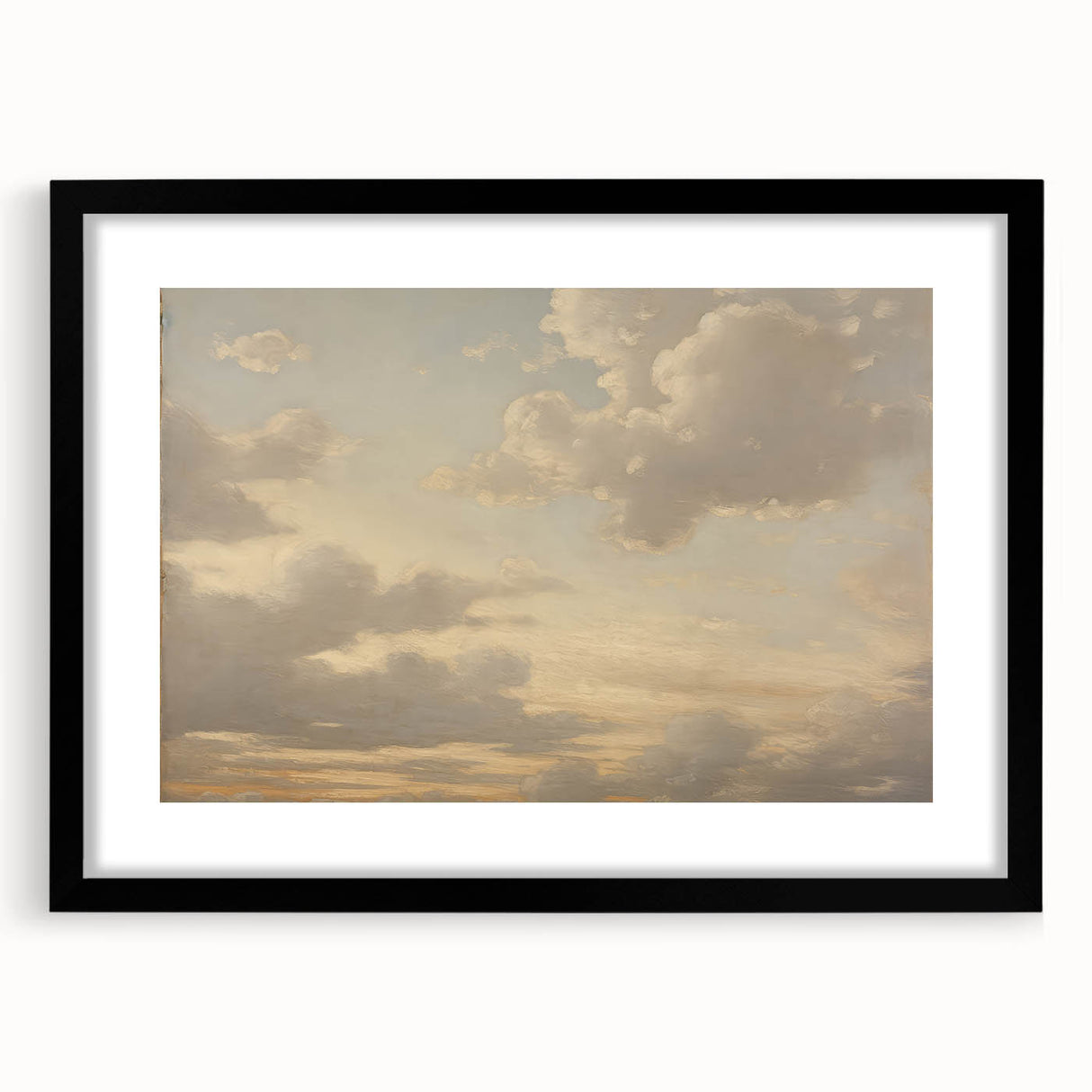 Vintage Landscape Art – Dramatic Sky with Soft Clouds – Antique Cloudscape Wall Art