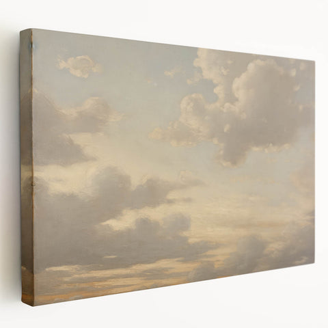 Vintage Landscape Art – Dramatic Sky with Soft Clouds – Antique Cloudscape Wall Art