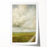 Vintage Rolling Fields Art – Classic Countryside Sky Print