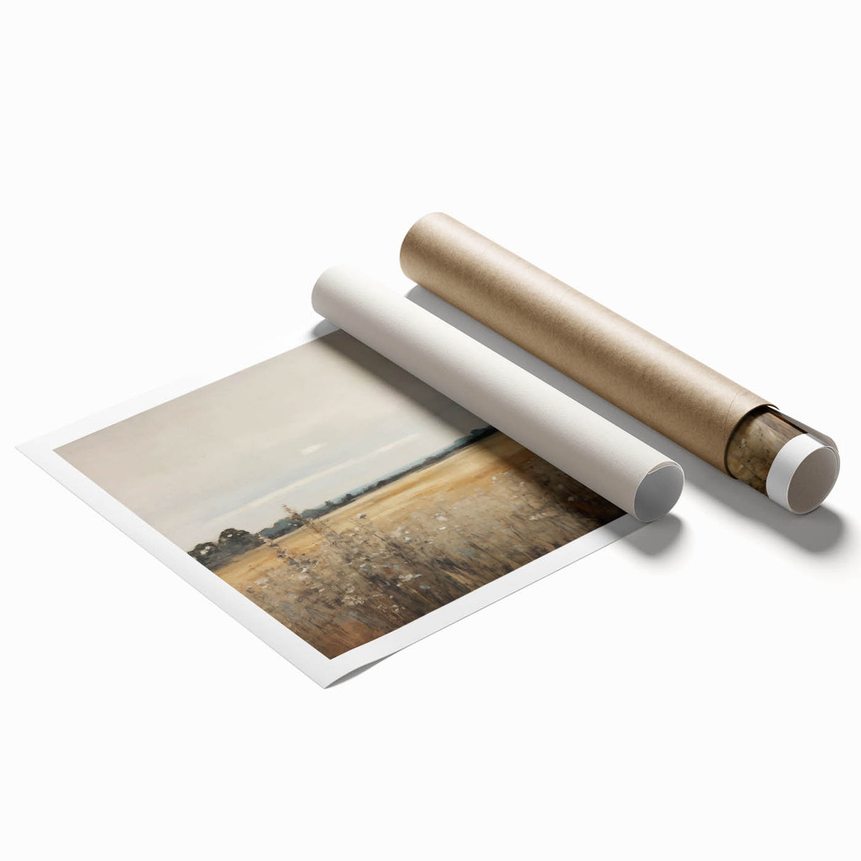 Golden Field Vintage Landscape Art – Classic Countryside Wall Print