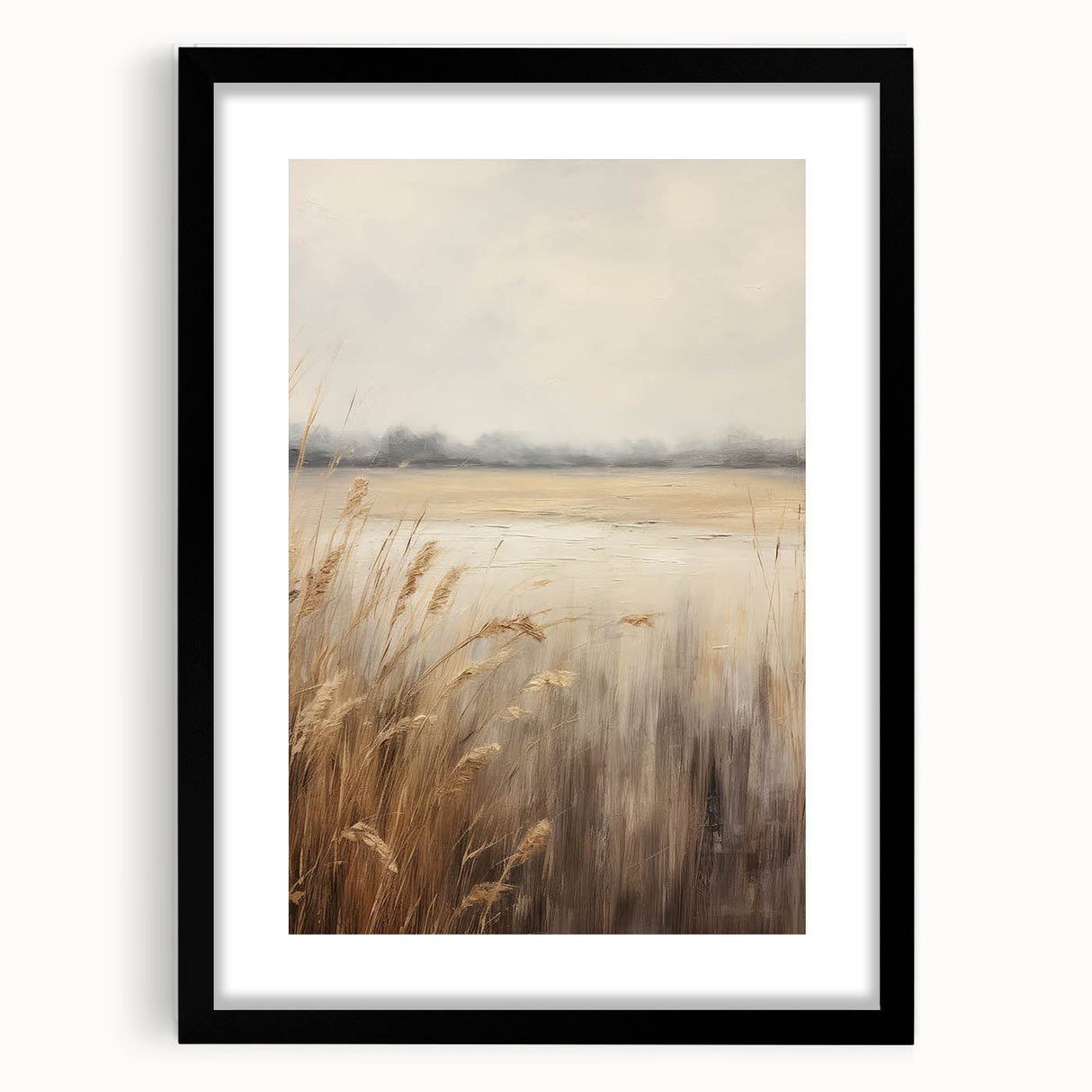 Vintage Lakeside Reed Art – Classic Tranquil Nature Wall Print