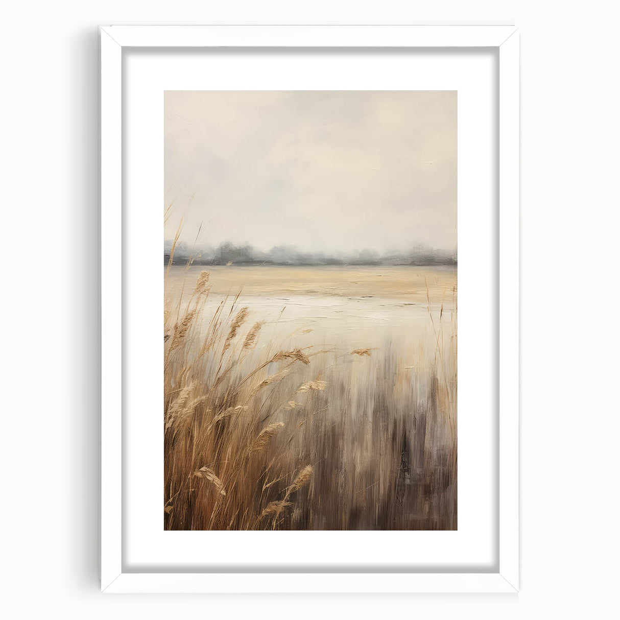 Vintage Lakeside Reed Art – Classic Tranquil Nature Wall Print