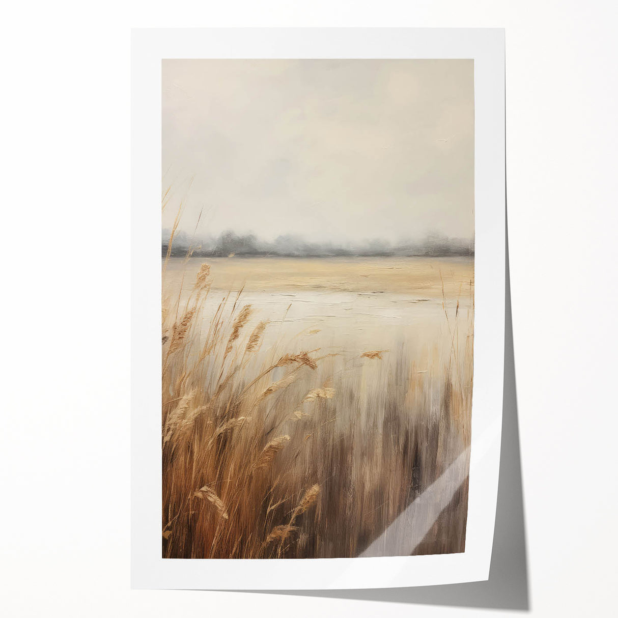 Vintage Lakeside Reed Art – Classic Tranquil Nature Wall Print