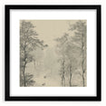Monochrome Vintage Landscape Art – Classic Forest Scene Print