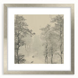 Monochrome Vintage Landscape Art – Classic Forest Scene Print