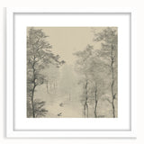Monochrome Vintage Landscape Art – Classic Forest Scene Print