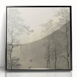 Monochrome Vintage Landscape Art – Classic Forest Scene Print