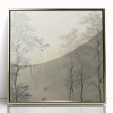 Monochrome Vintage Landscape Art – Classic Forest Scene Print